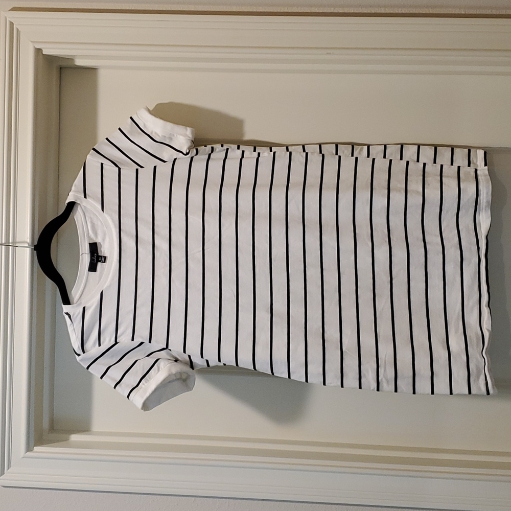 Lulus Cafe Society Black and Cream T-shirt Dress.
